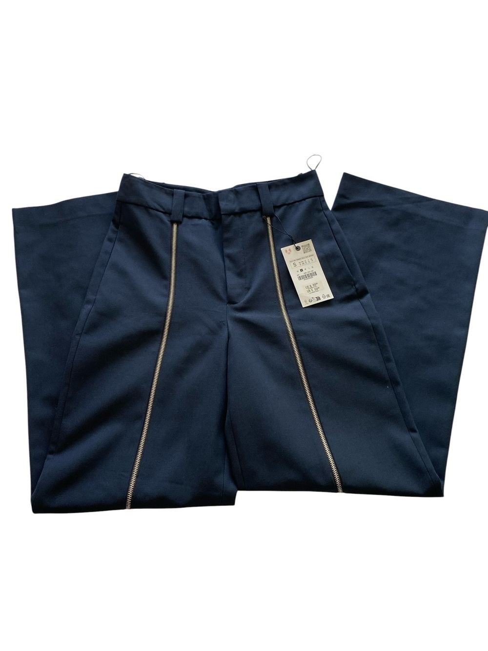 Zara black Wide-Leg Trousers with Front Zip Details - Picture 2 of 6